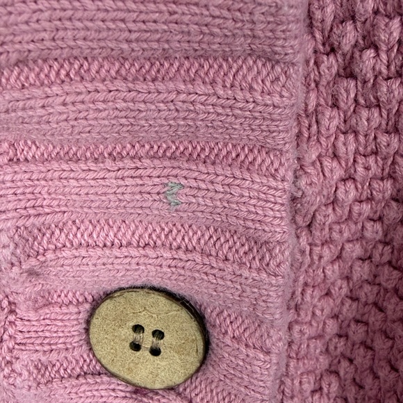 Free People Beach Cotton Knit Cardigan Sweater Pink Oversized Large Tiny Flaw - Picture 11 of 15